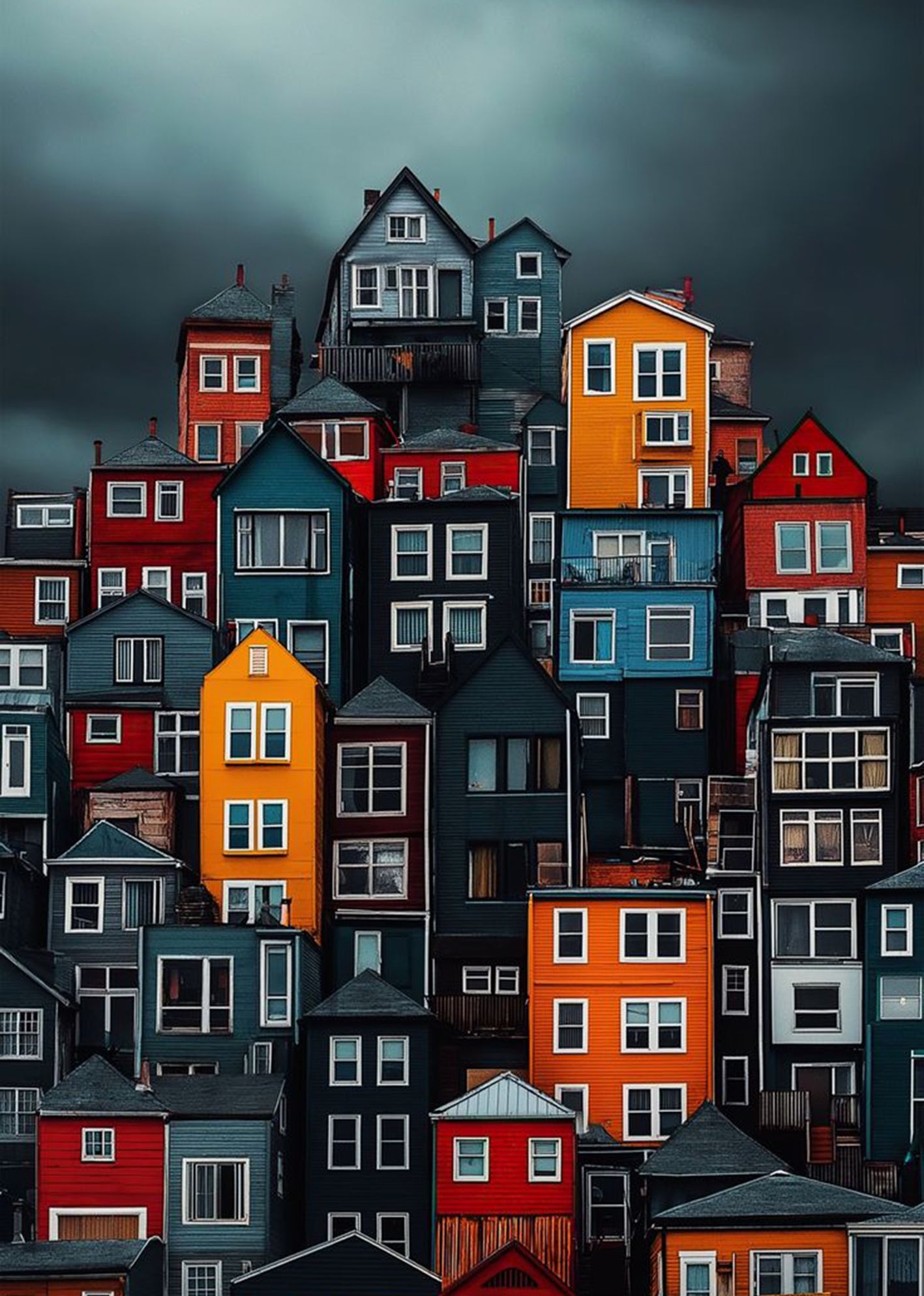 Poster Case Colorate – Skyline Pop | Urban Wall Art & Vibes Moderne