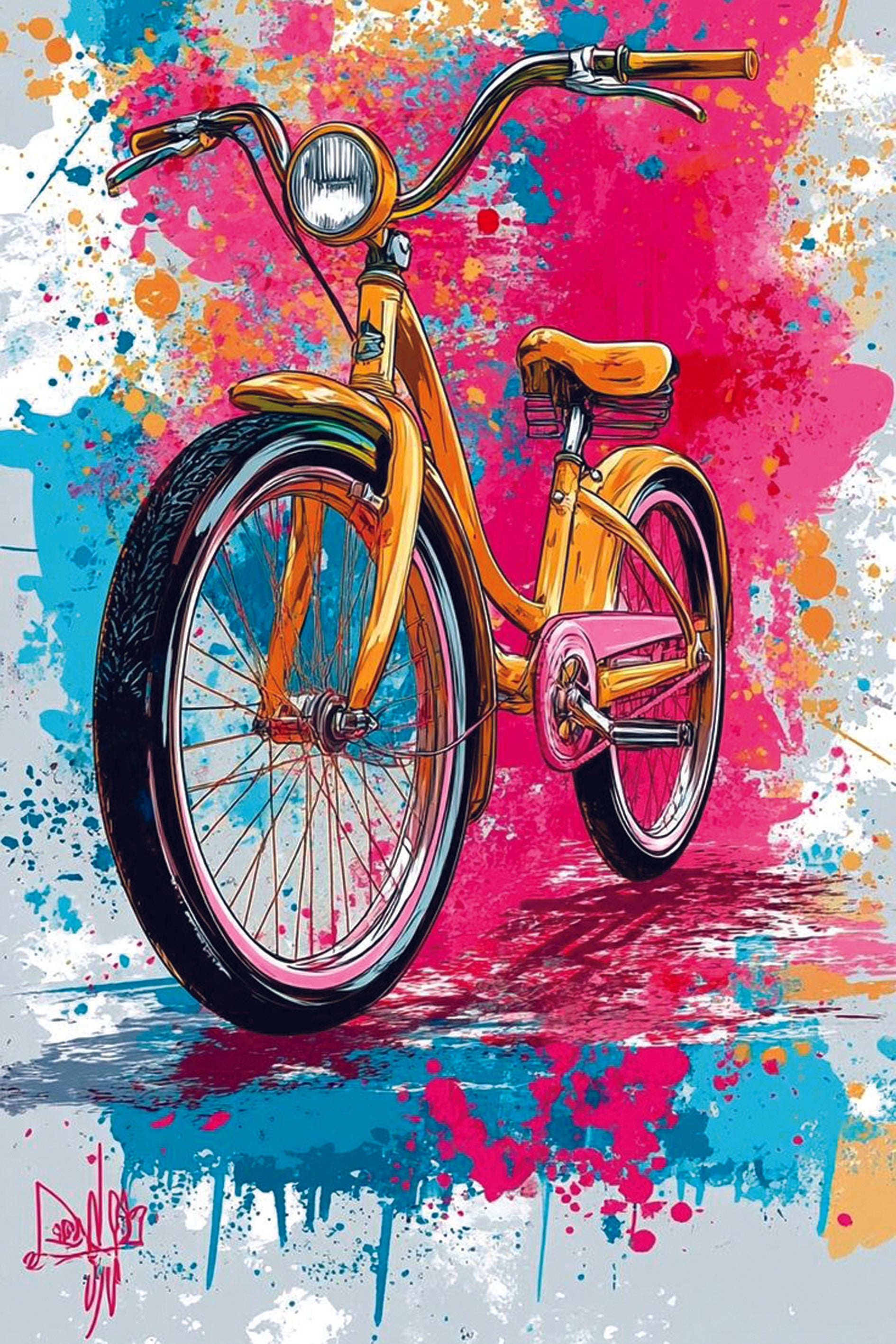 Poster Bici Vintage – Arte Street Color Splash | Mood Retrò e Energia Urbana