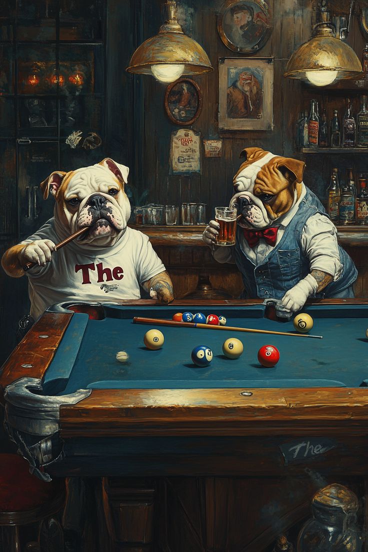 Bulldog al Biliardo – Arte Divertente da Pub