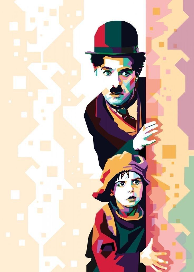 Poster Cinema Muto – Duo Iconico | Arte Pop Geometrica e Stile Vintage