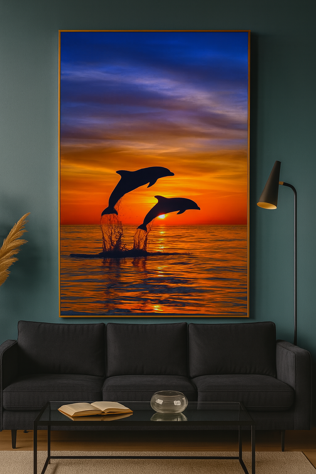 Poster Delfini – Tramonto sul Mare in Arte Fotografica