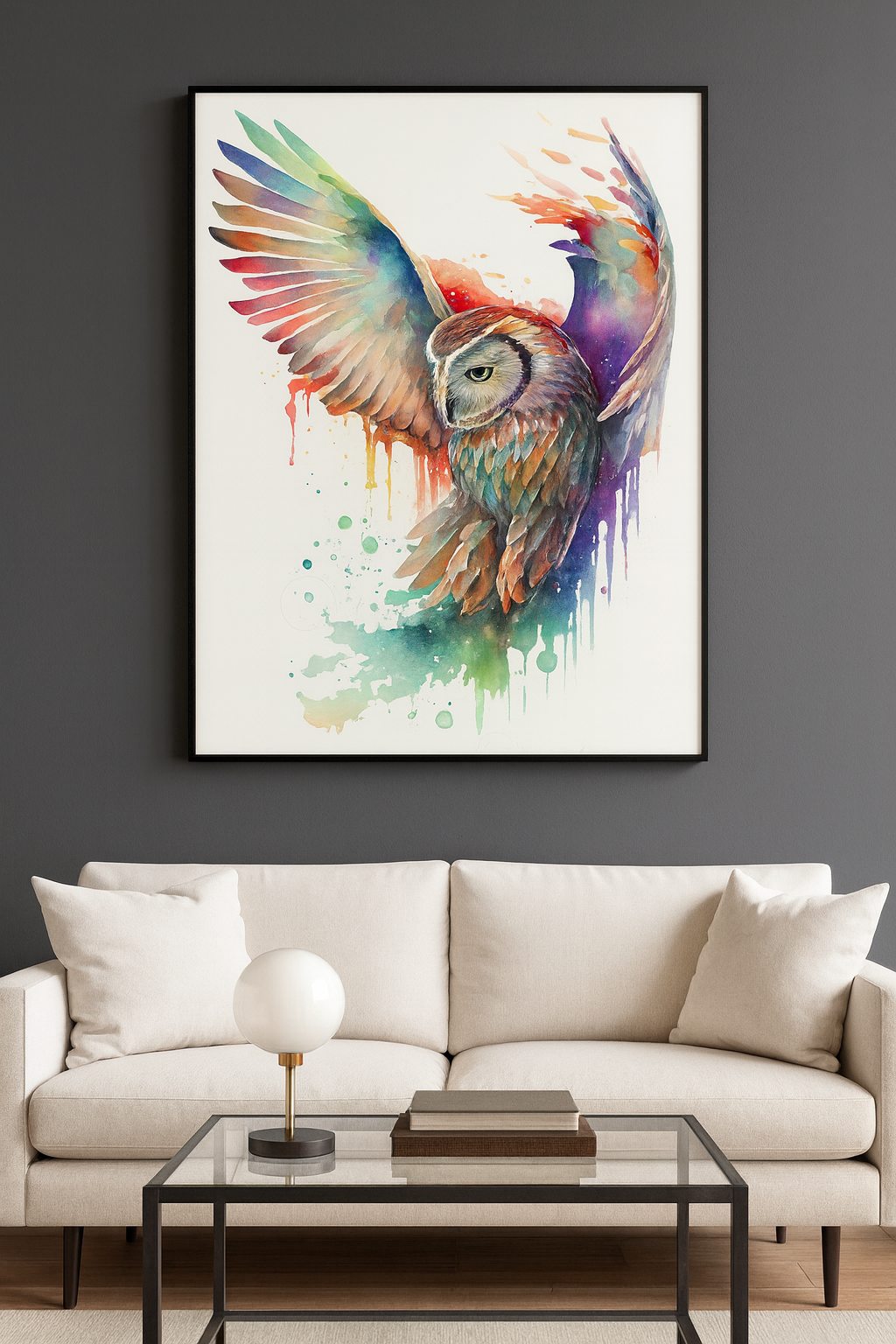 Poster Gufo Colorato – Arte Acquerello Moderna