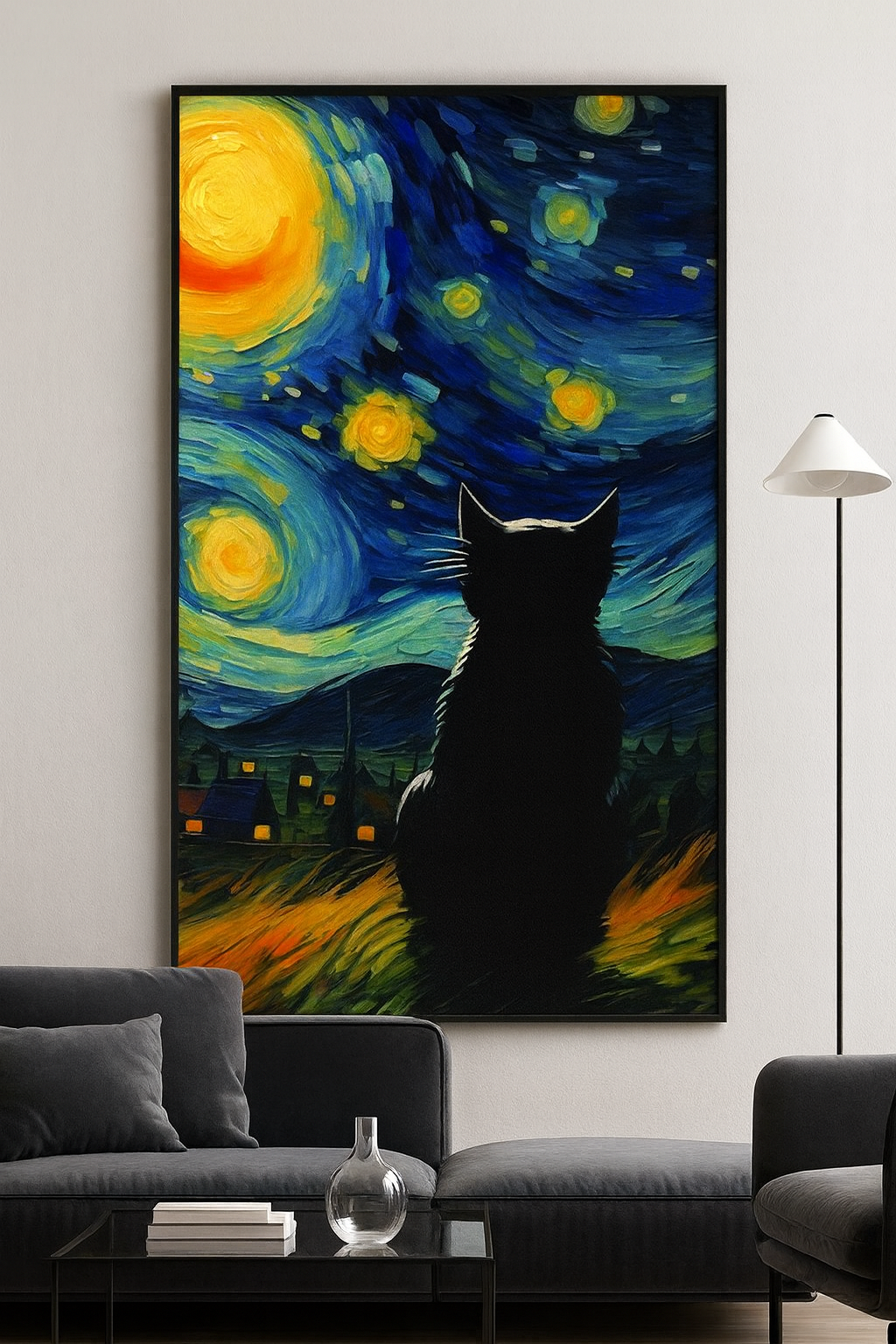 Poster Gatto alla Notte Stellata