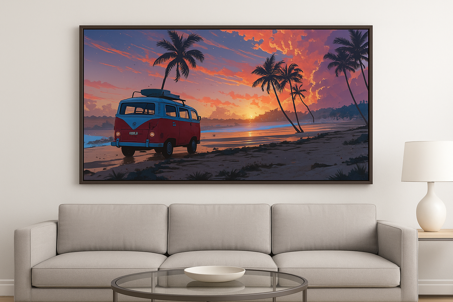 Poster Pulmino Volkswagen – Arte Vintage al Tramonto