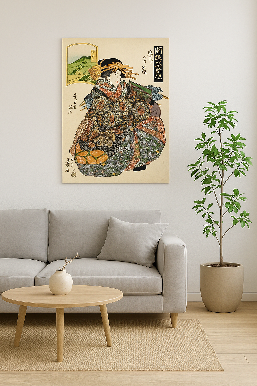 Poster Utagawa Kunisada – Bellezza con kimono floreale | Arte Giapponese Edo