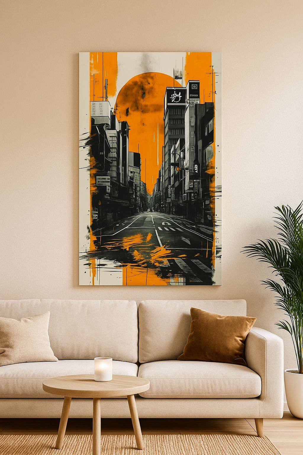 Città Futuristica al Tramonto Arancio