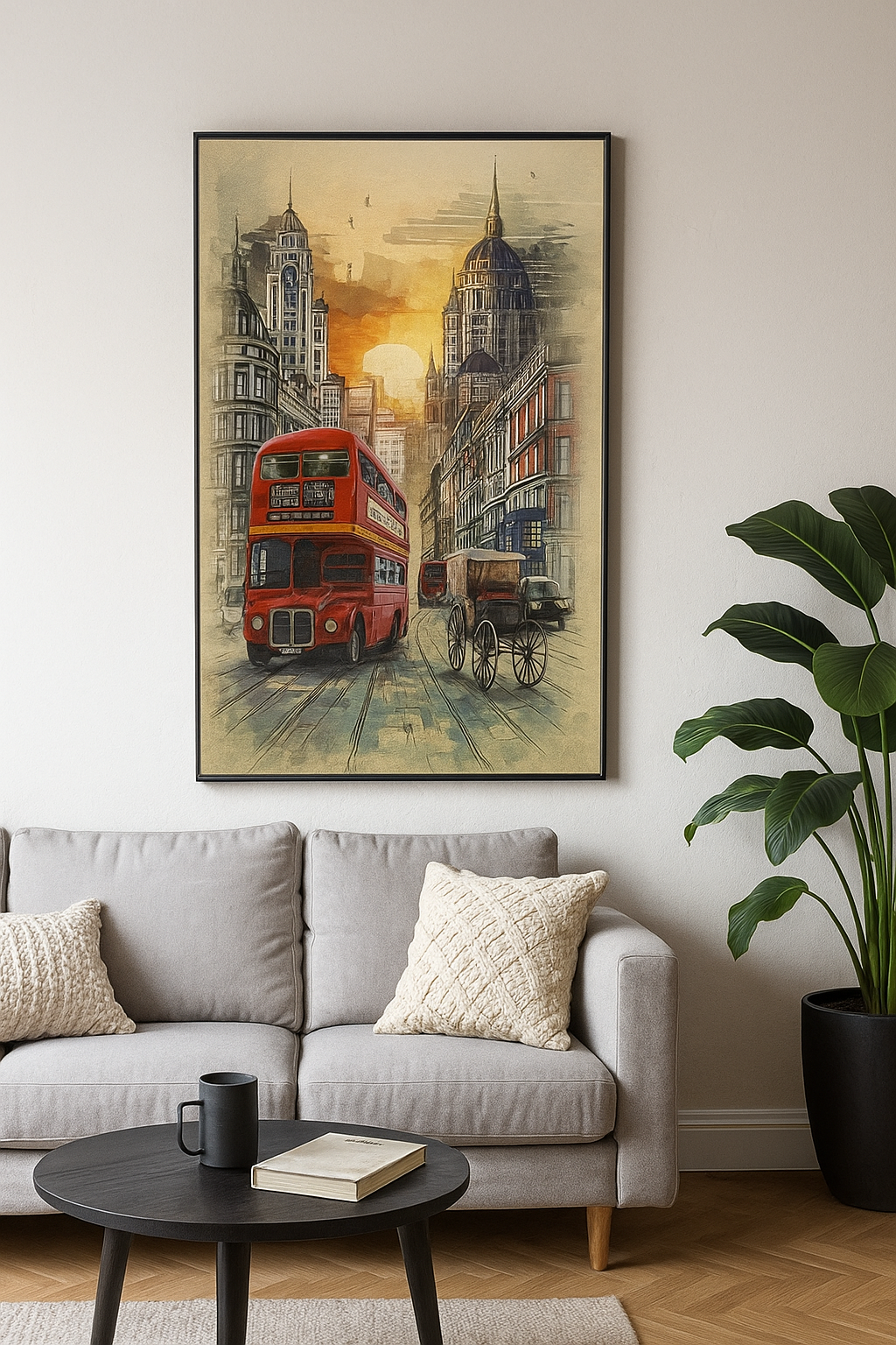 Poster Londra Retrò – Bus Rosso d’Epoca | Street Art & Viaggio Storico