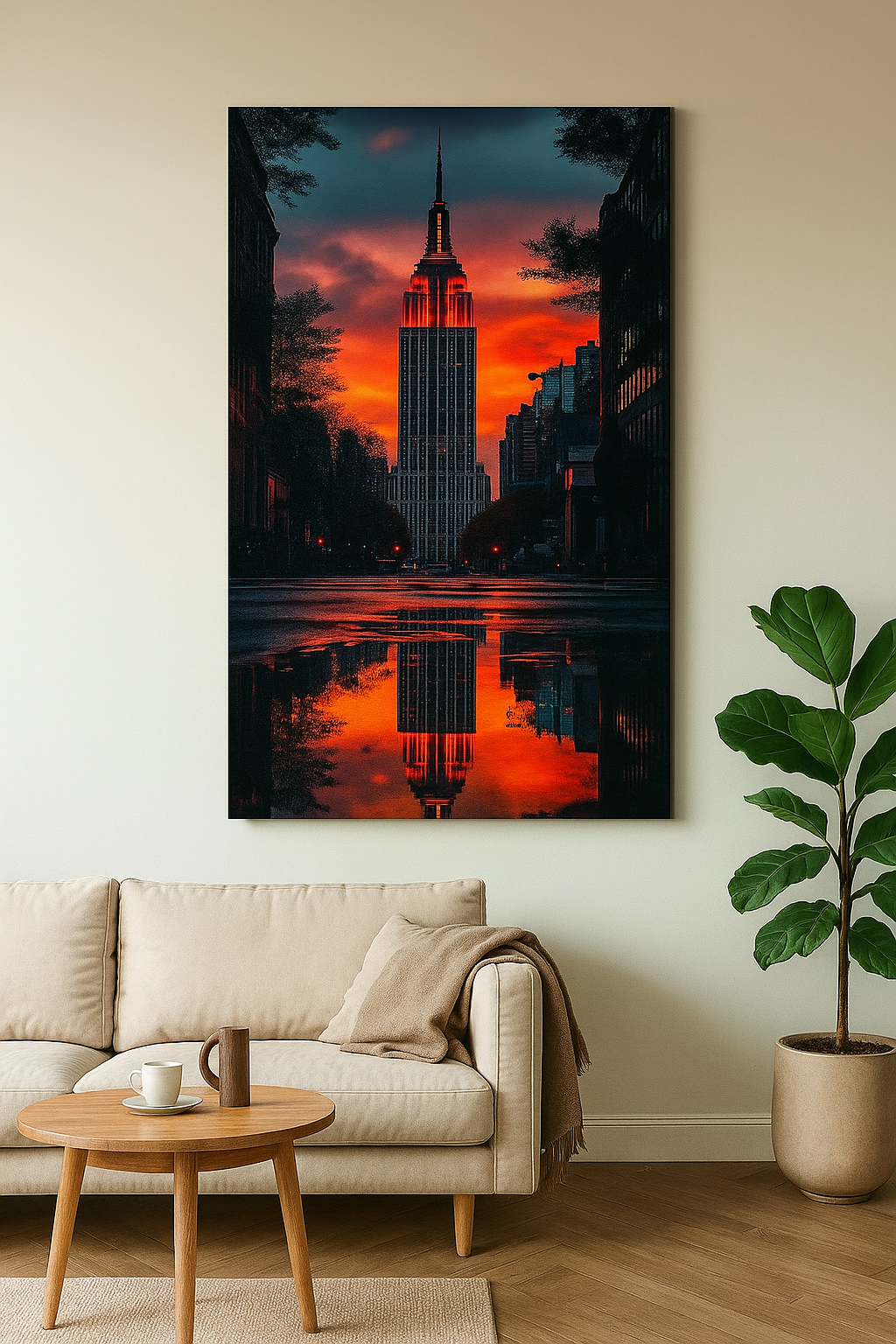 Poster Empire State – Tramonto Riflesso | New York Skyline Cinematica