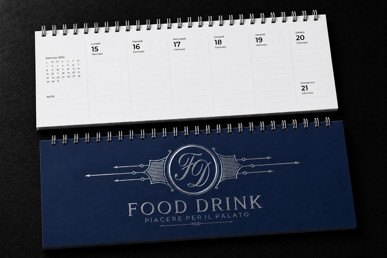 Planning settimanale personalizzato elegant con spirale