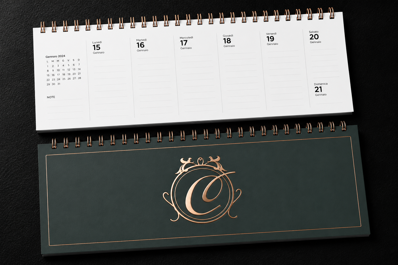 Planning settimanale personalizzato elegant con spirale