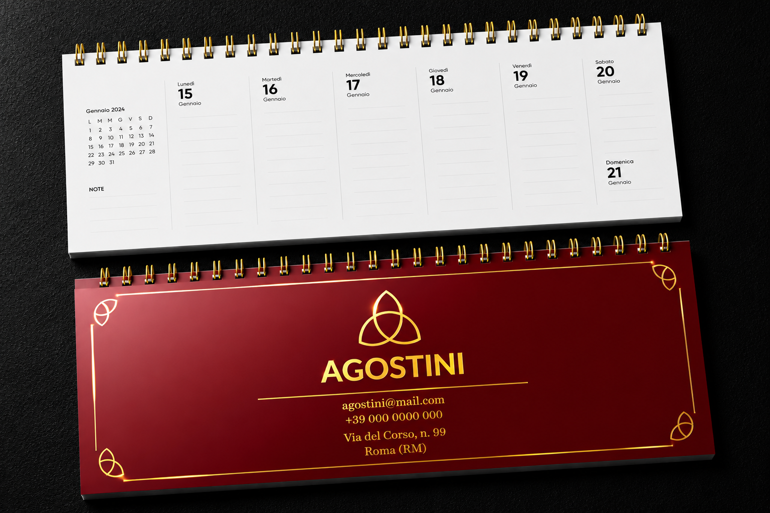 Planning settimanale personalizzato elegant con spirale