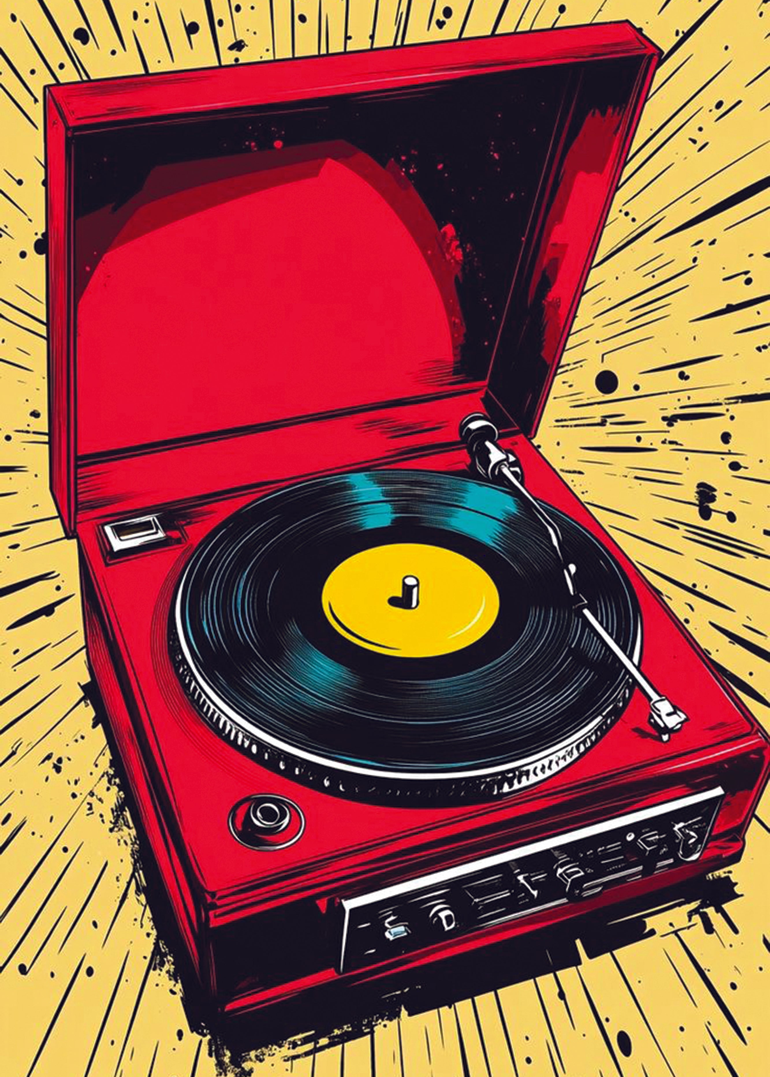 Poster Giradischi Pop Art – Arte Musicale Vintage Moderna