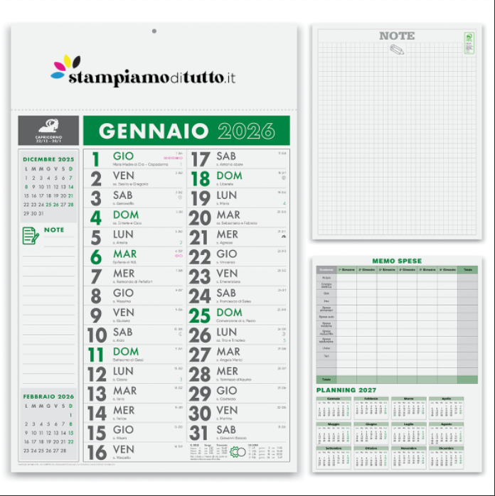 Calendari olandesi notes personalizzati