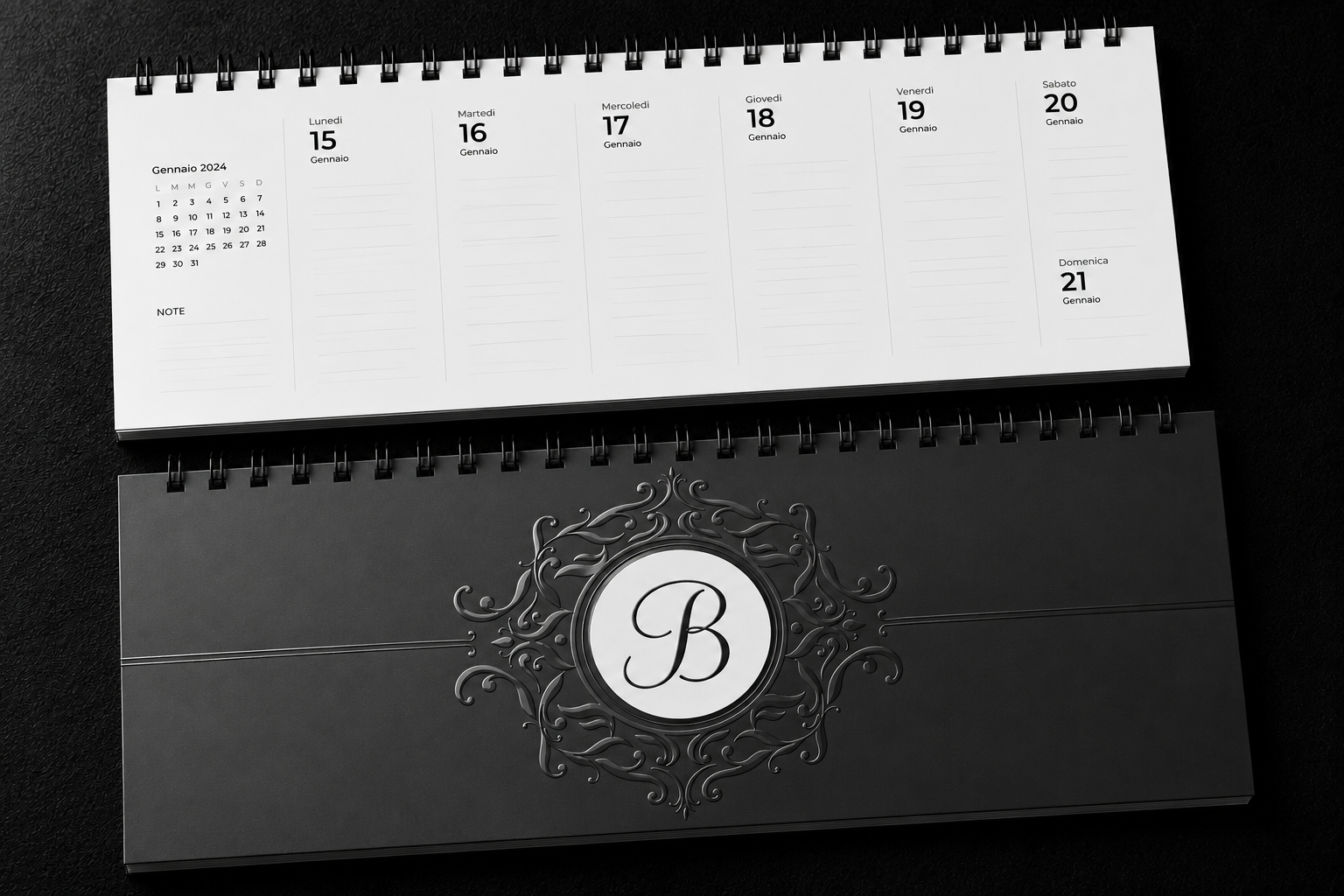 Planning settimanale personalizzato luxury con spirale