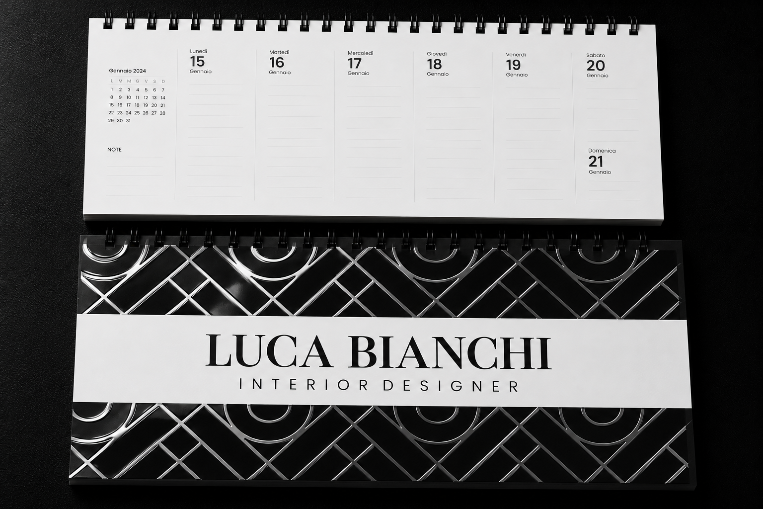 Planning settimanale personalizzato luxury con spirale