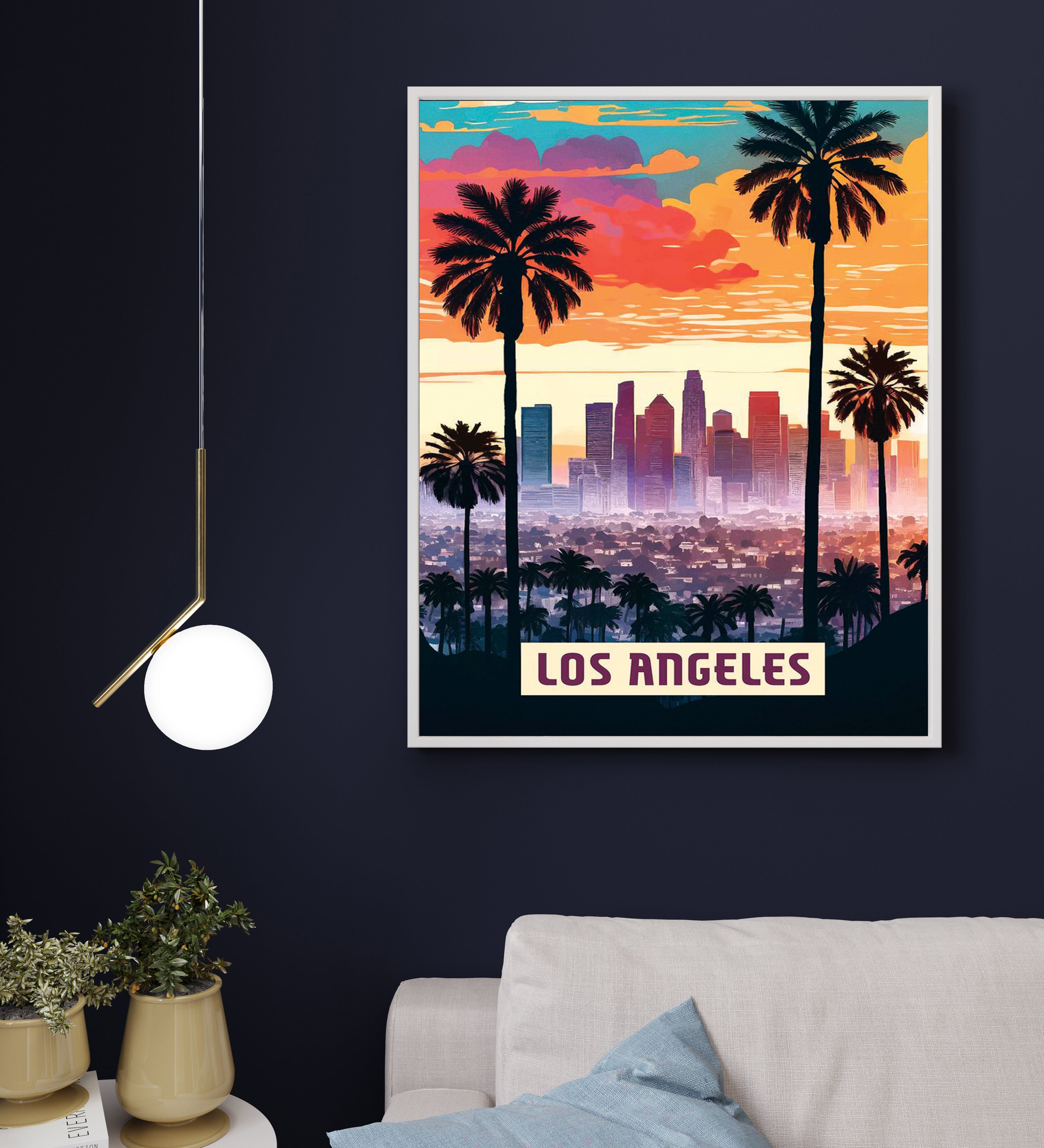 Poster Los Angeles Skyline – Palmeti al Tramonto | Atmosfera californiana e colori vibranti