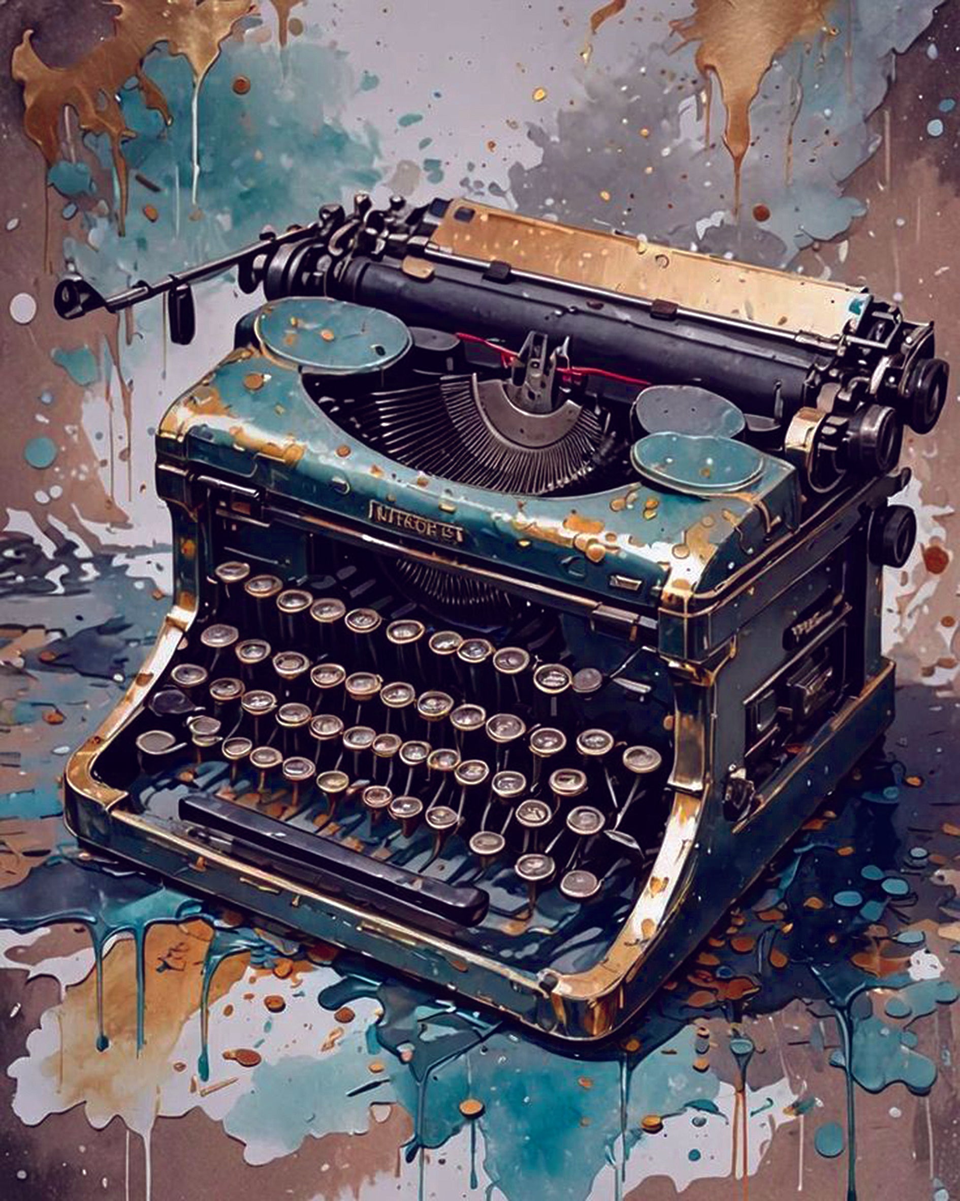 Poster Macchina da Scrivere Vintage – Arte Splash | Stile Retro Creativo