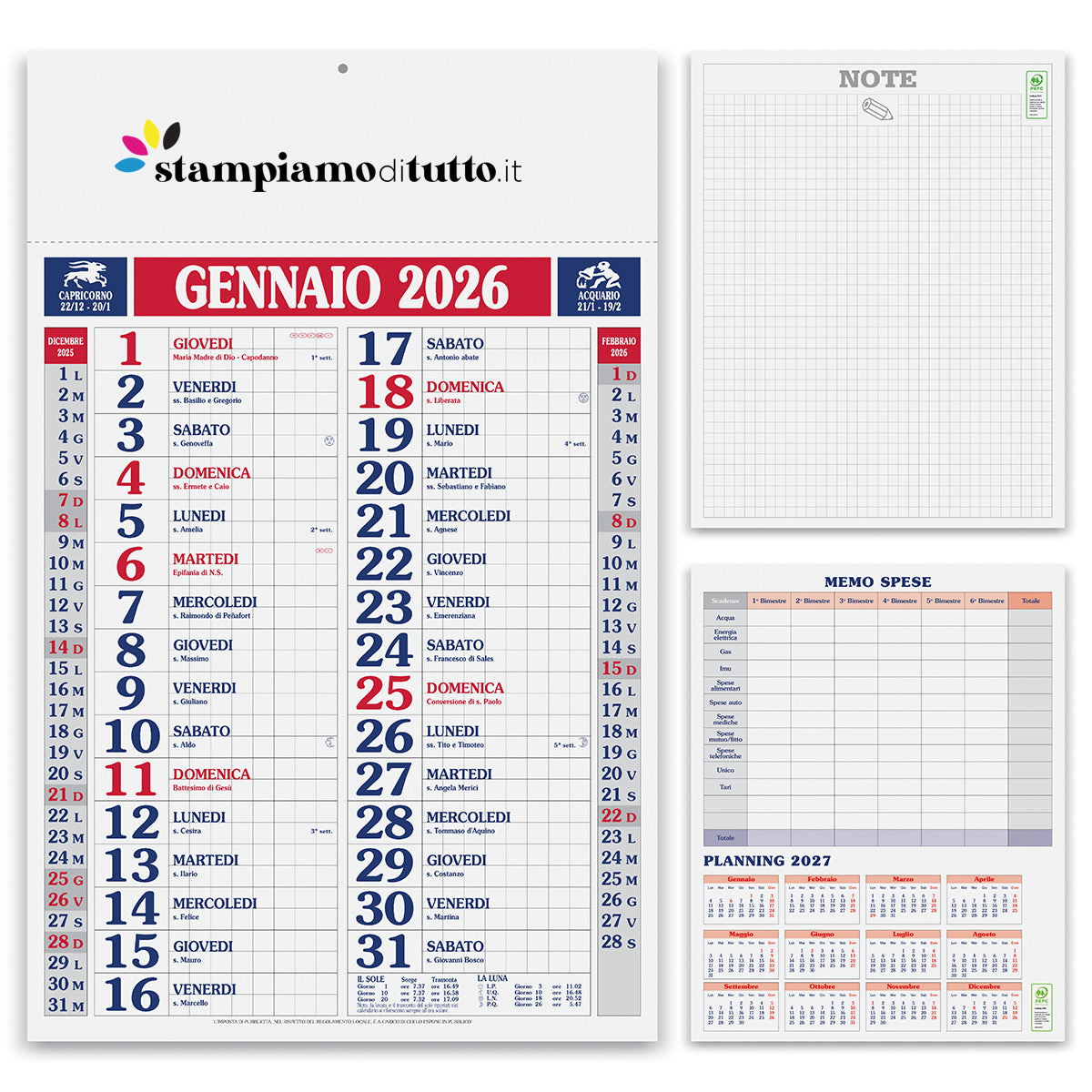 Calendari olandesi quadrettato personalizzati