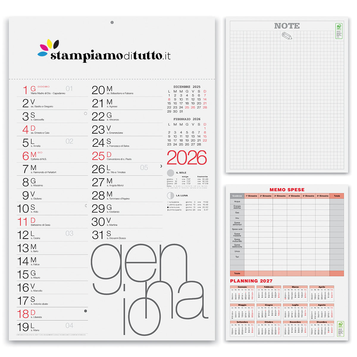 Calendari olandesi notes personalizzati