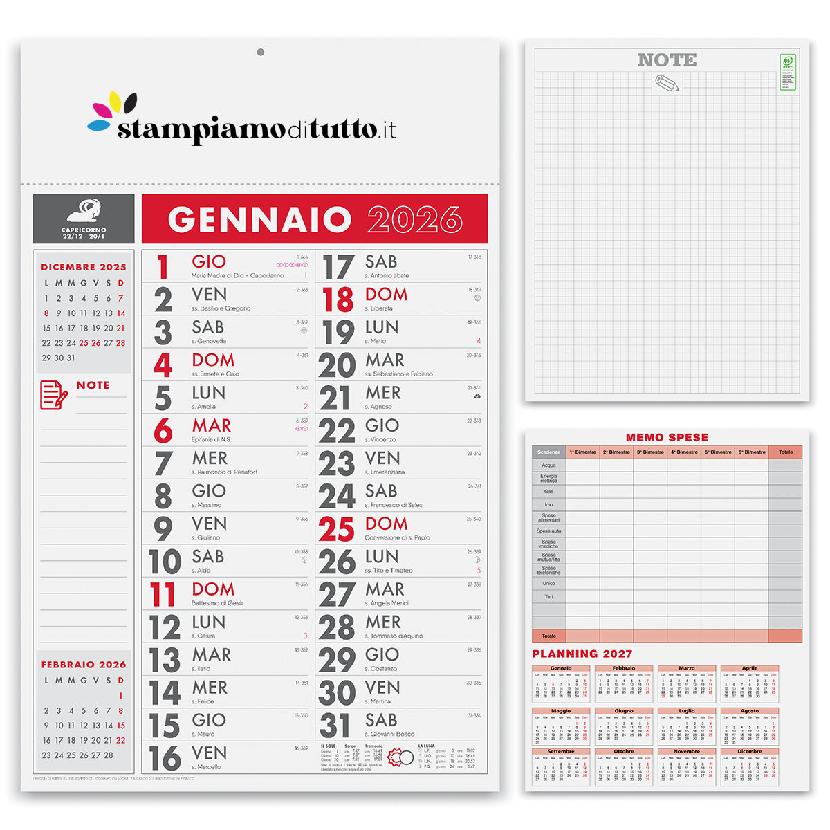 Calendari olandesi notes personalizzati