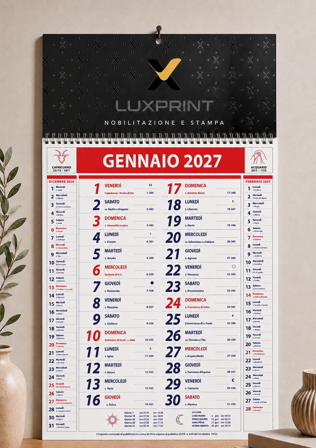 Calendario Olandese 12 Fogli Personalizzato con spirale