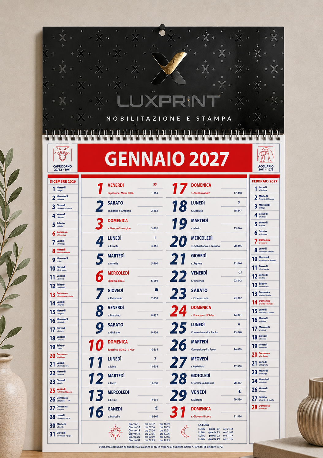 Calendario Olandese 12 Fogli Personalizzato con spirale