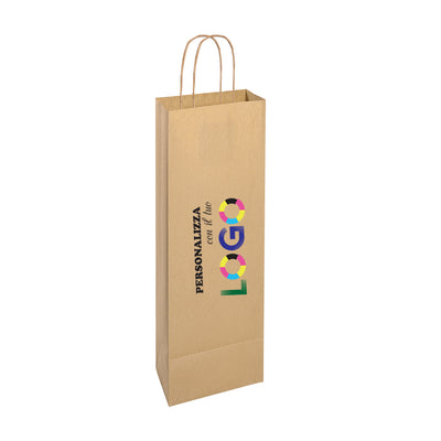 Shopper Porta Bottiglia in Carta Kraft Avana Personalizzata