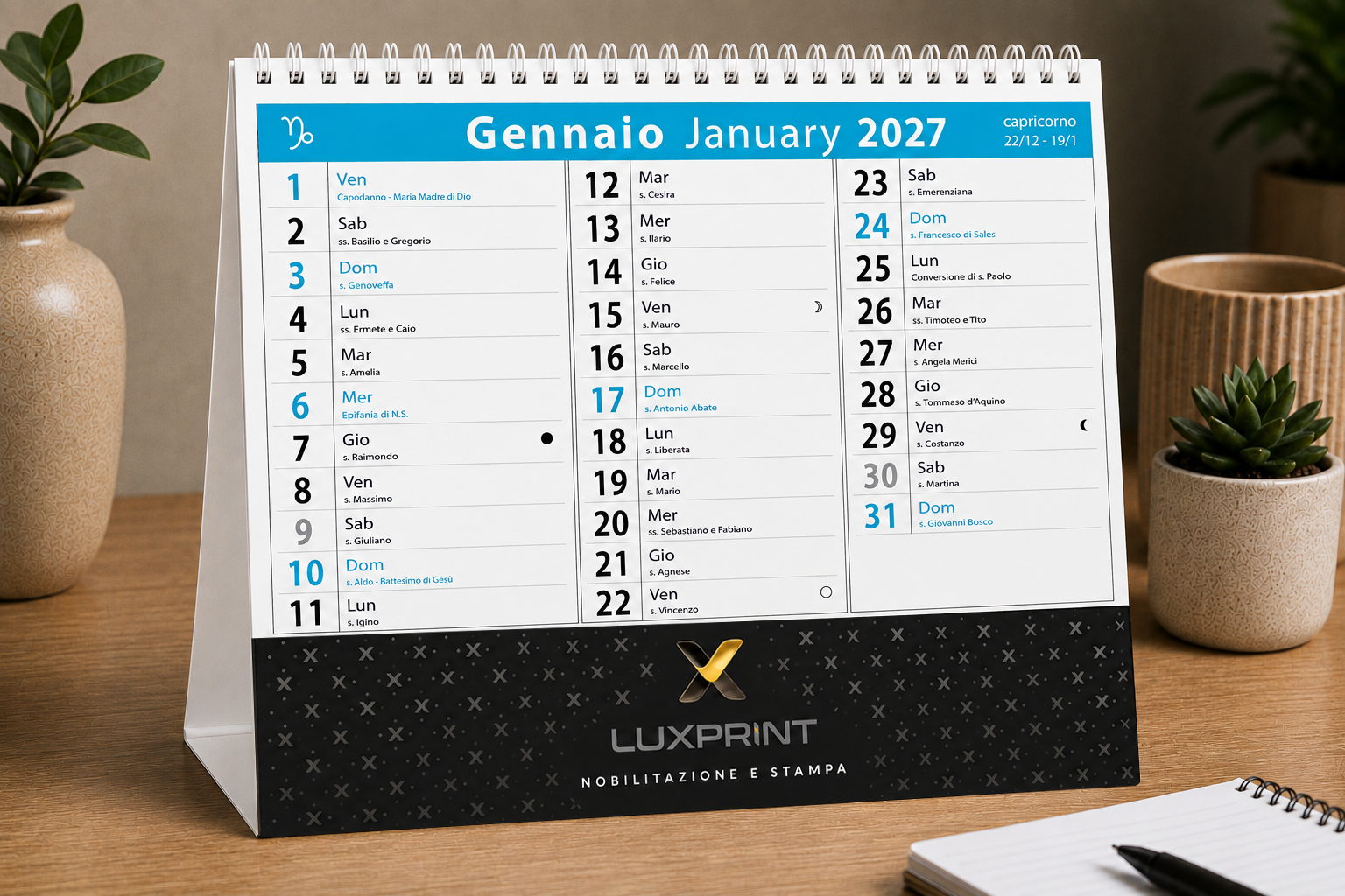 Calendario da tavolo 13 fogli personalizzato