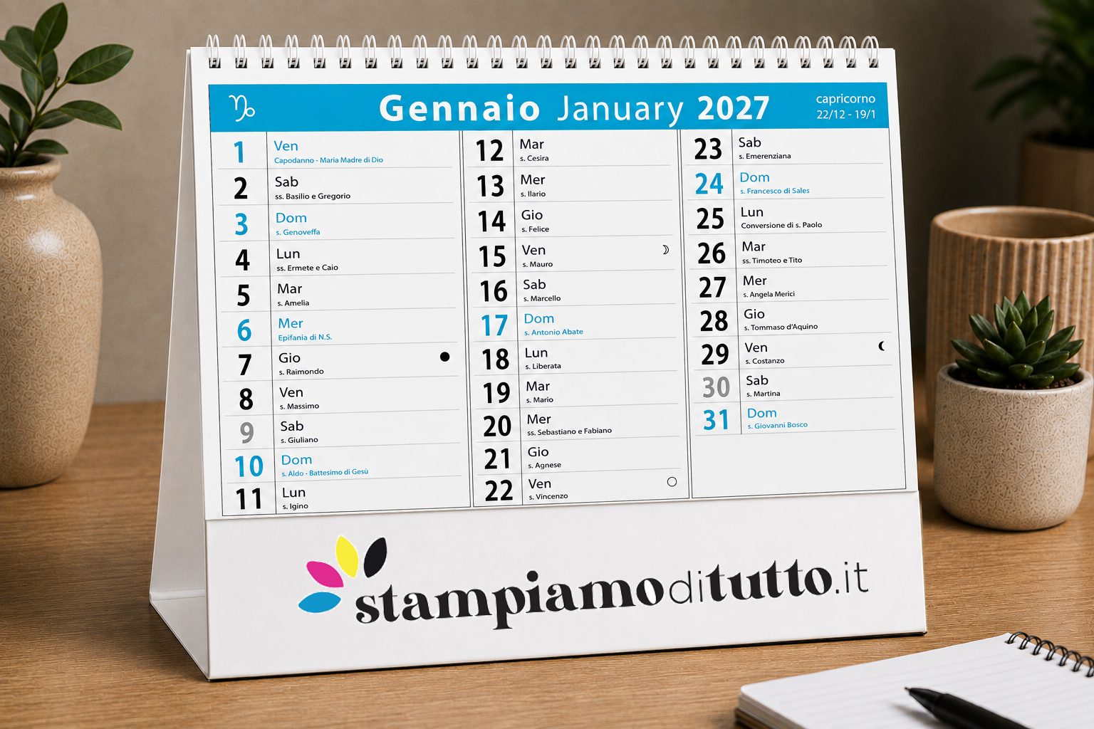 Calendario da tavolo 13 fogli personalizzato