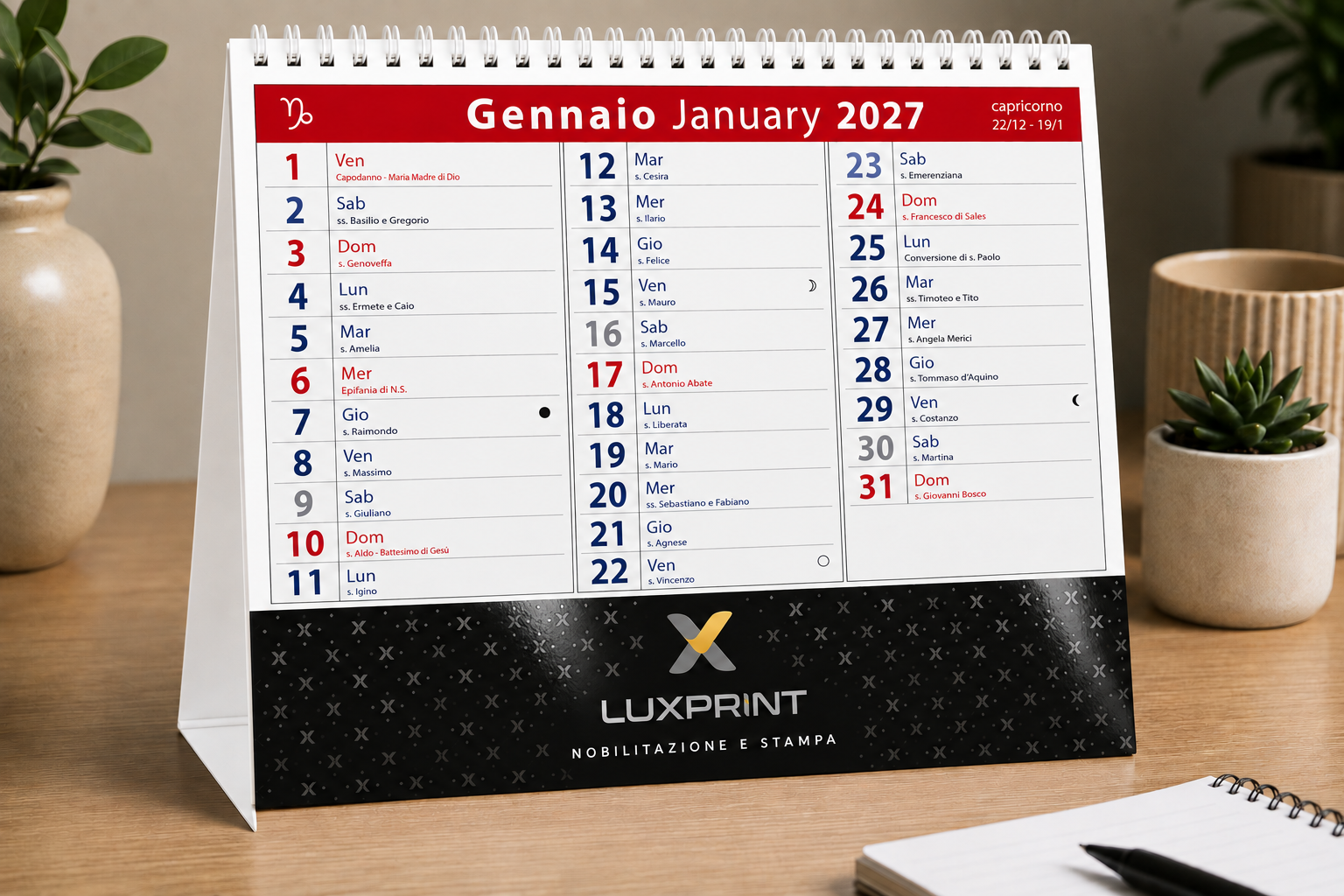 Calendario da tavolo 13 fogli personalizzato