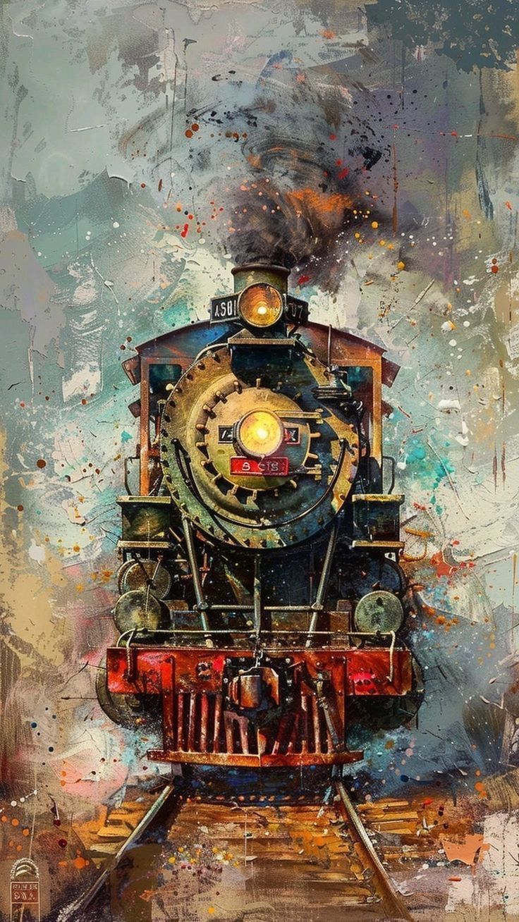 Poster Locomotiva in Tempesta di Colore