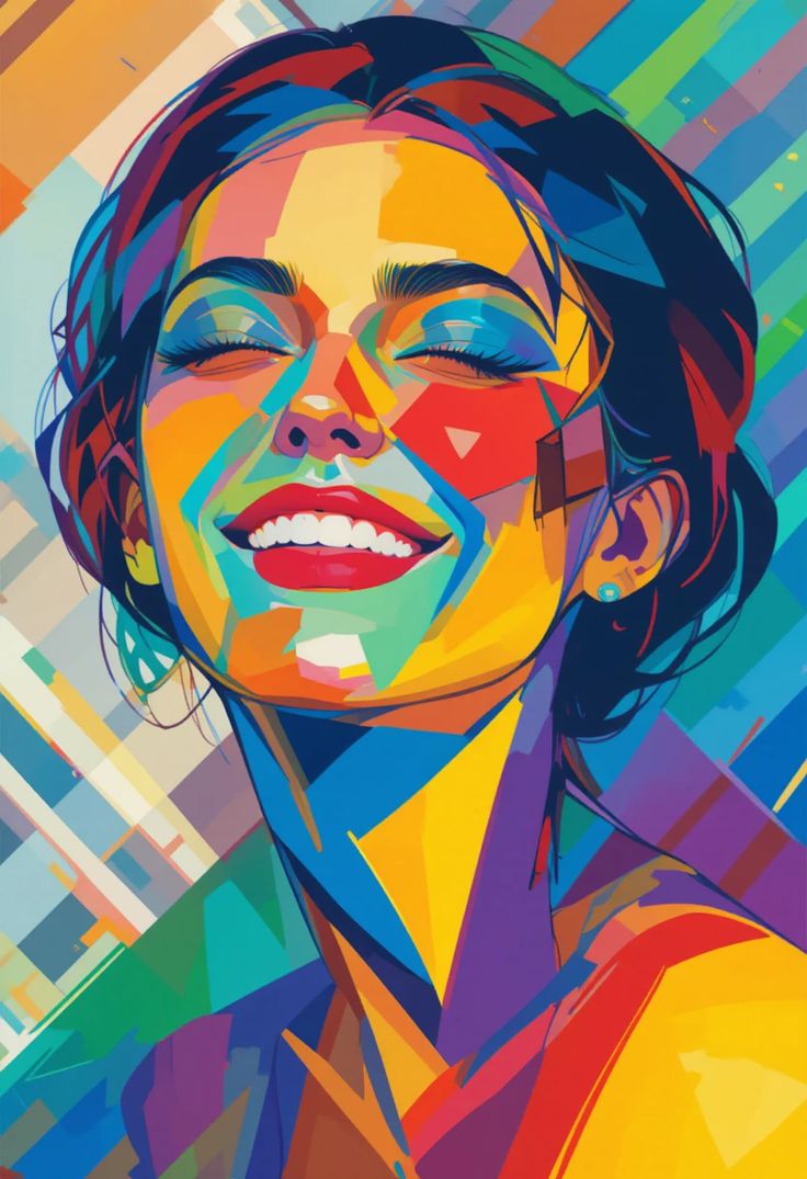 Poster Ritratto Pop Multicolor – Sorriso Luminoso | Arte Moderna Vibrante