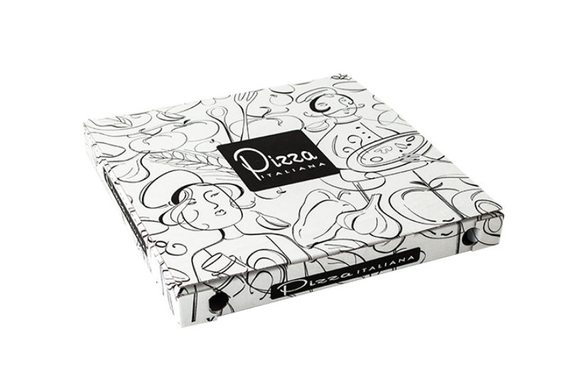 Scatola pizza bianca  33x33x3,5 cm chiusura italiana