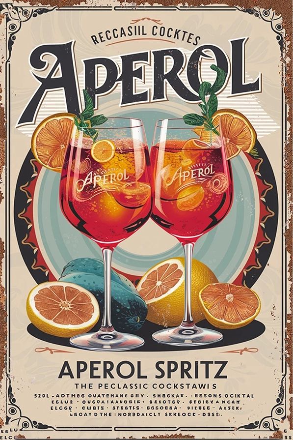 Poster Aperol Spritz Vintage – Cocktail Bar Retro Decor