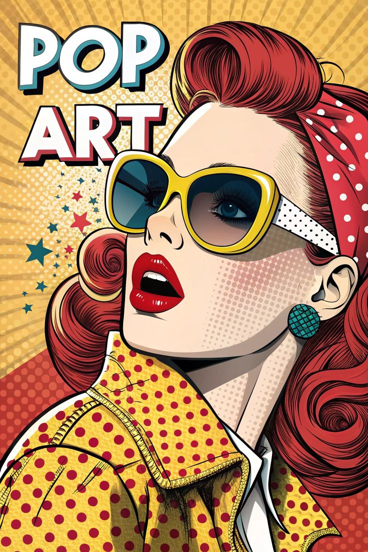 Poster Pop Art – Ragazza con Occhiali Gialli | Colori vivaci e stile fumetto anni ’60
