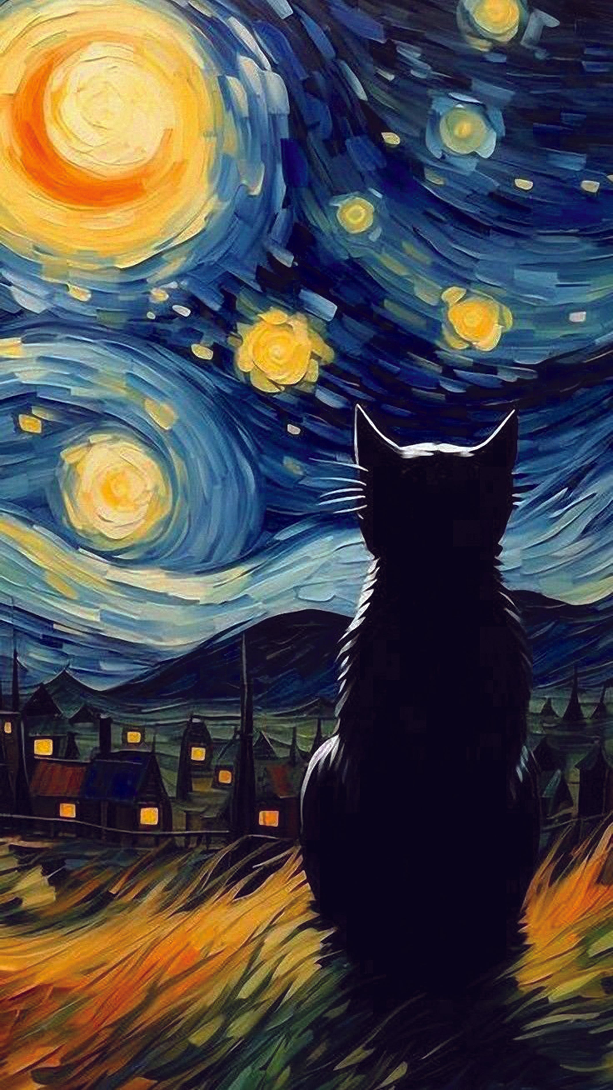 Poster Gatto alla Notte Stellata