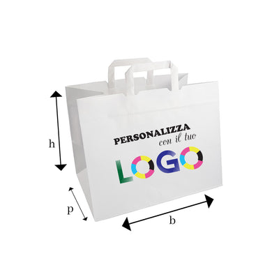 Shopper Take Away in Carta Kraft con Fondo Largo per Asporto