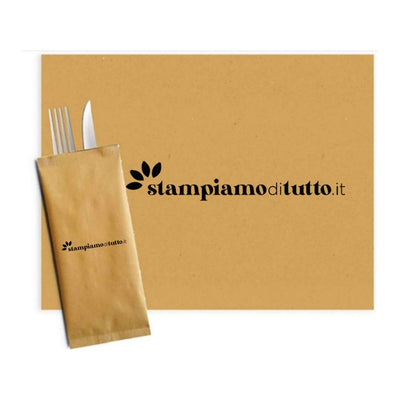 Tovagliette e portaposate in carta paglia personalizzate con logo